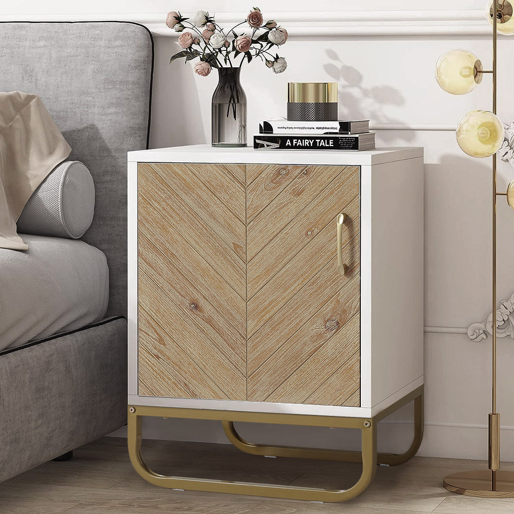 Wooden Doors Storage Nightstand Bedside Table