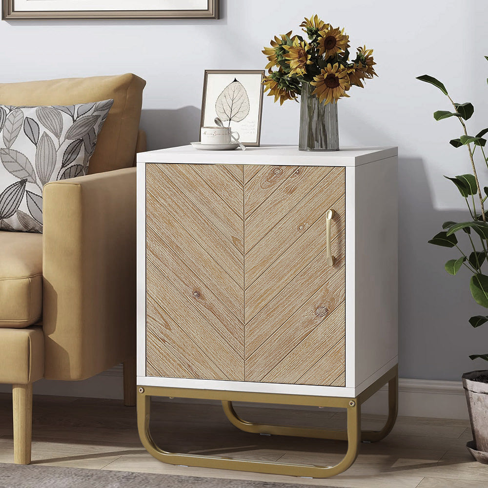 Wooden Doors Storage Nightstand Bedside Table