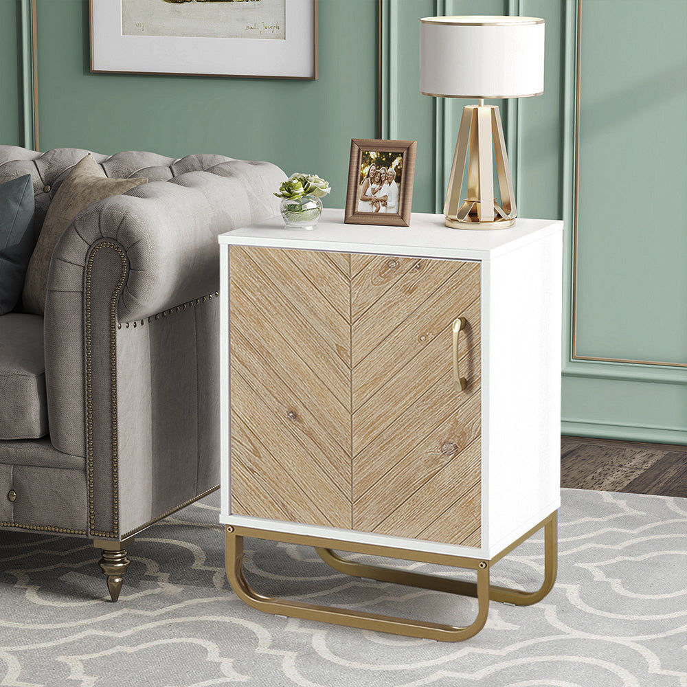 Wooden Doors Storage Nightstand Bedside Table