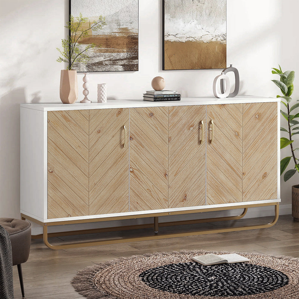 Wooden Doors Sideboard Cabinet Shelving Unit