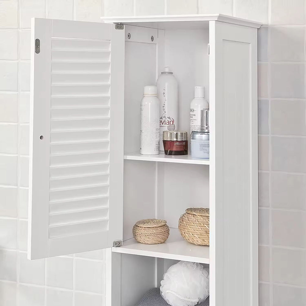 White Shutter Wooden Tall Cabinet