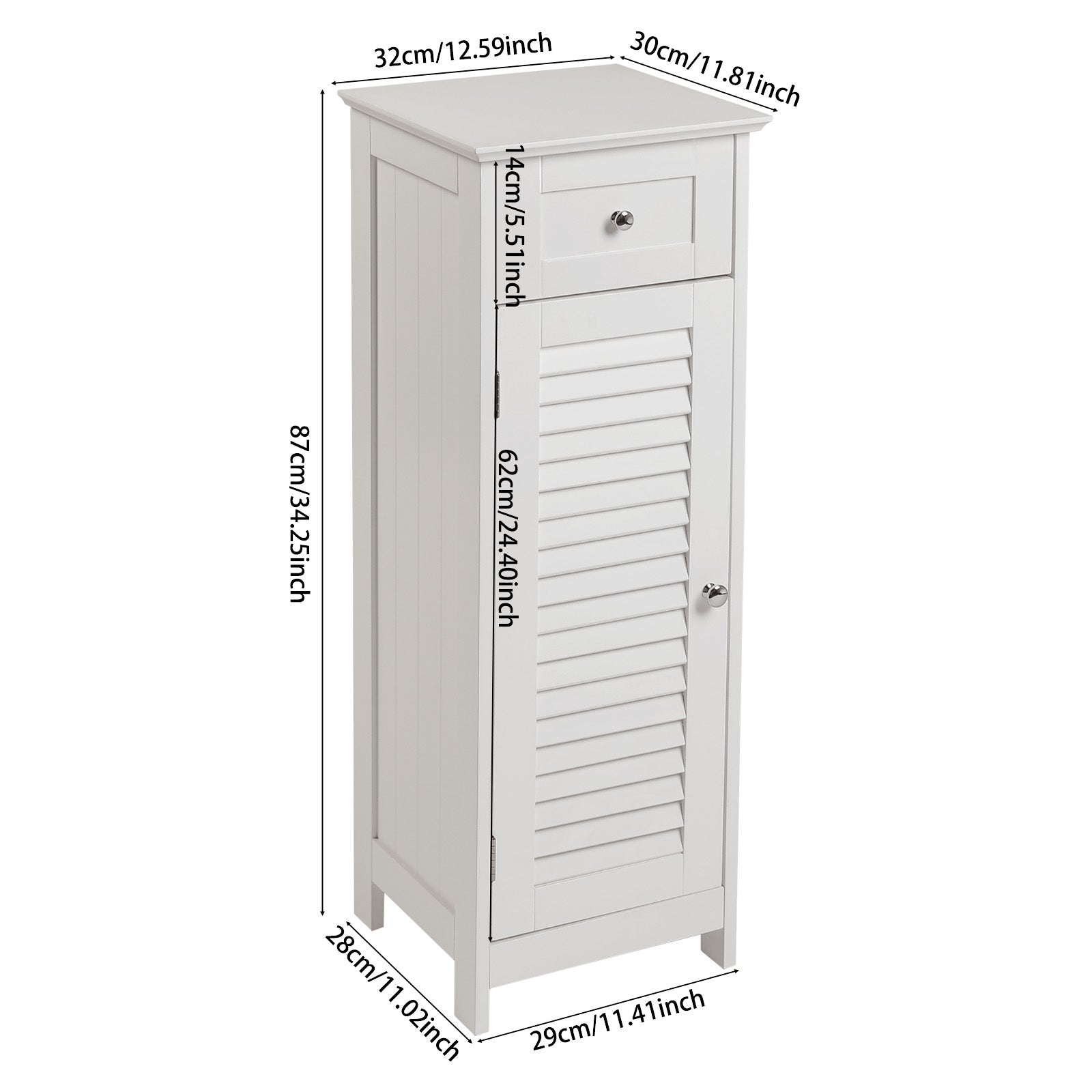 White Shutter Wooden Floor Cabinet