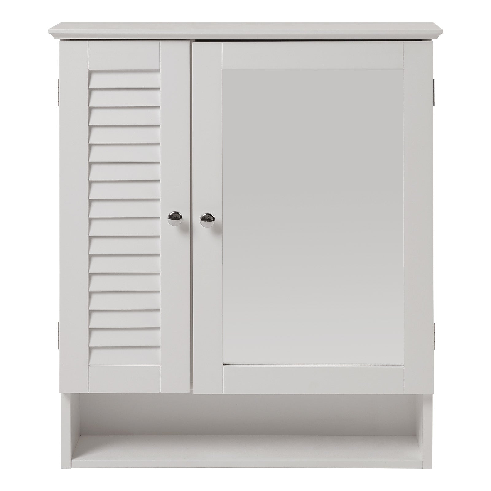 White Shutter Wooden Mirror Cabinet