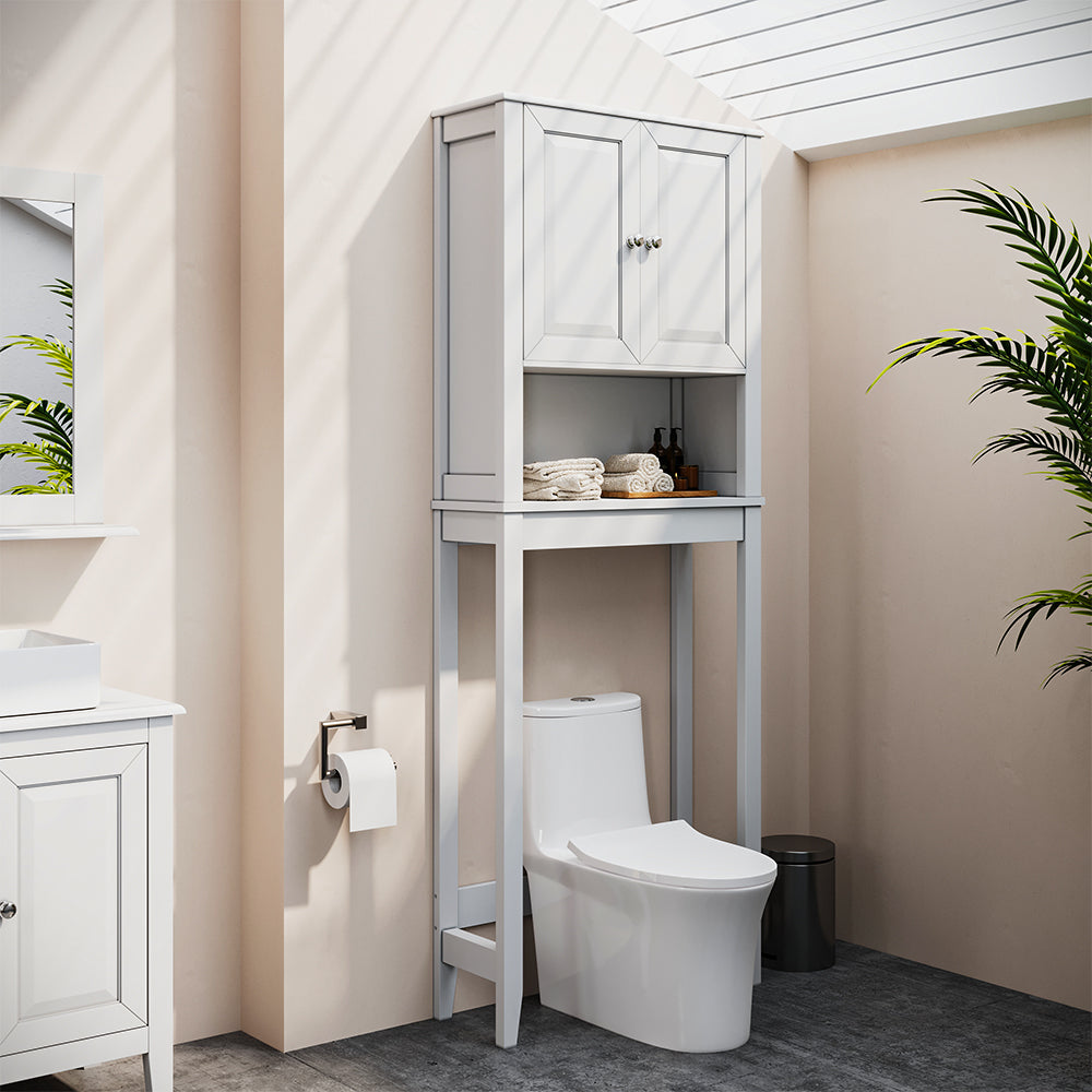 Raised Doors Over the Toilet Storage Cabinet with Shelf