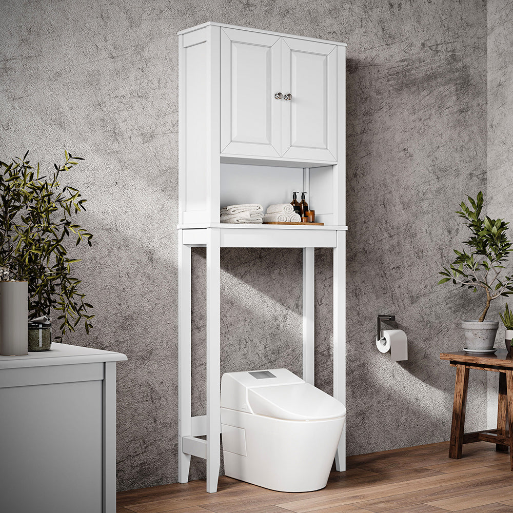 Raised Doors Over the Toilet Storage Cabinet with Shelf