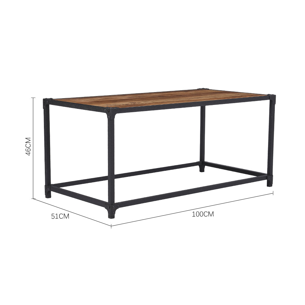 Metal Frame Wooden Top Coffee Table