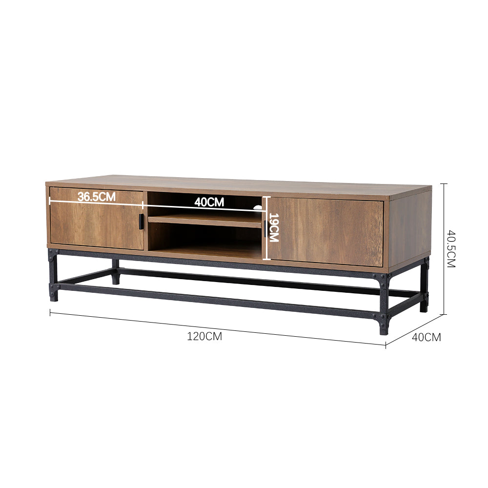 Metal Frame Wooden TV Stand Sideboard Storage