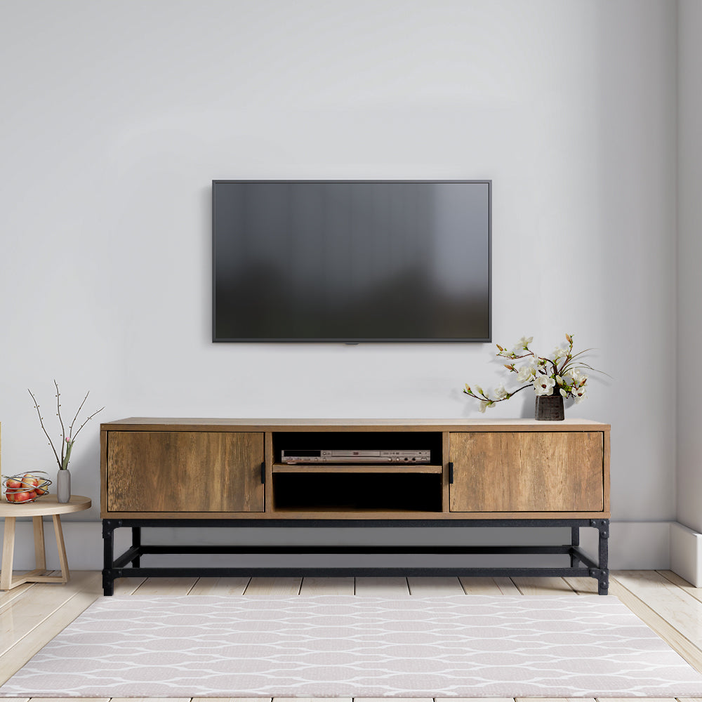 Metal Frame Wooden TV Stand Sideboard Storage