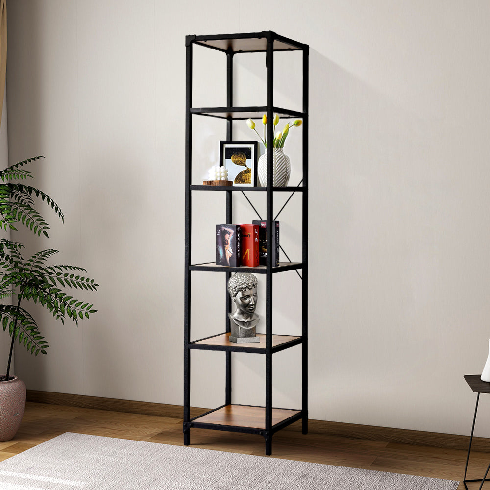 Metal Frame 6 Tier Standing Shelves Bookcase