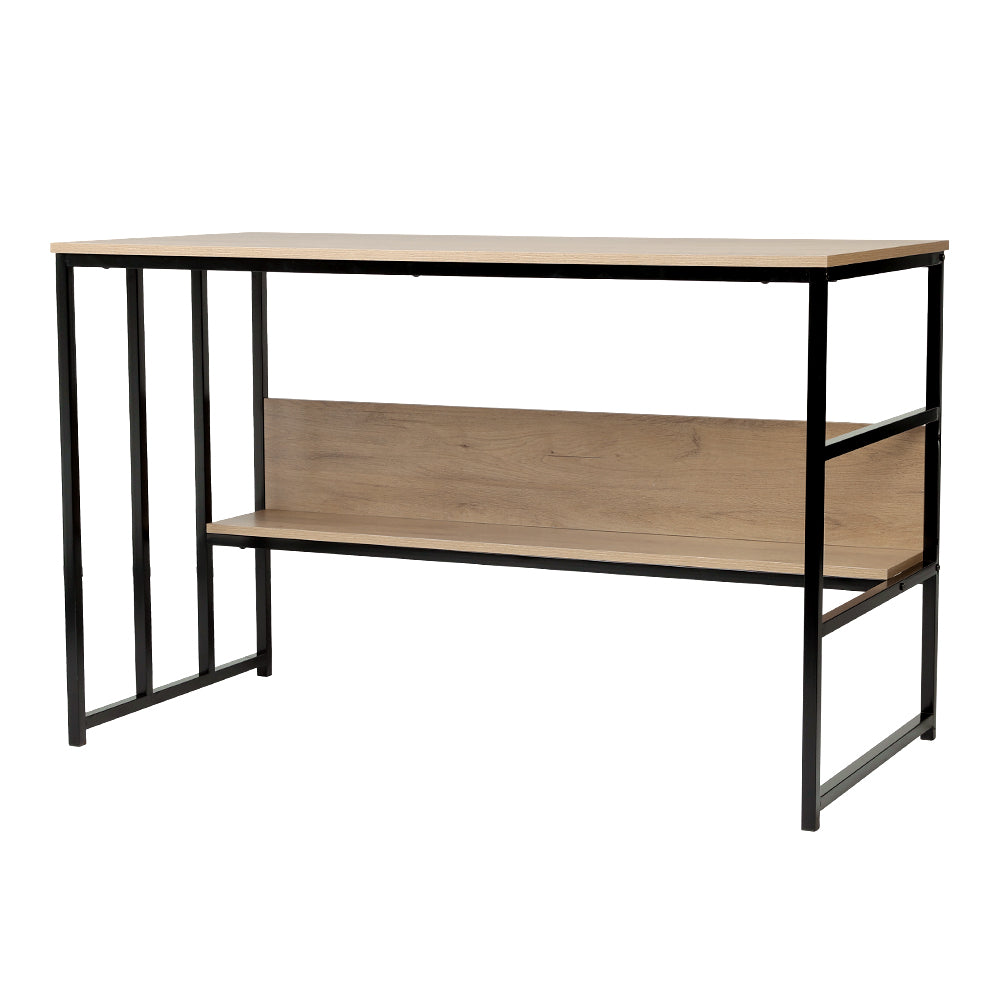 Metal Frame Wooden Office Desk with Shelf