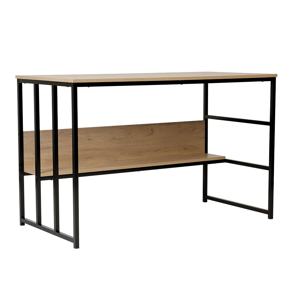 Metal Frame Wooden Office Desk with Shelf