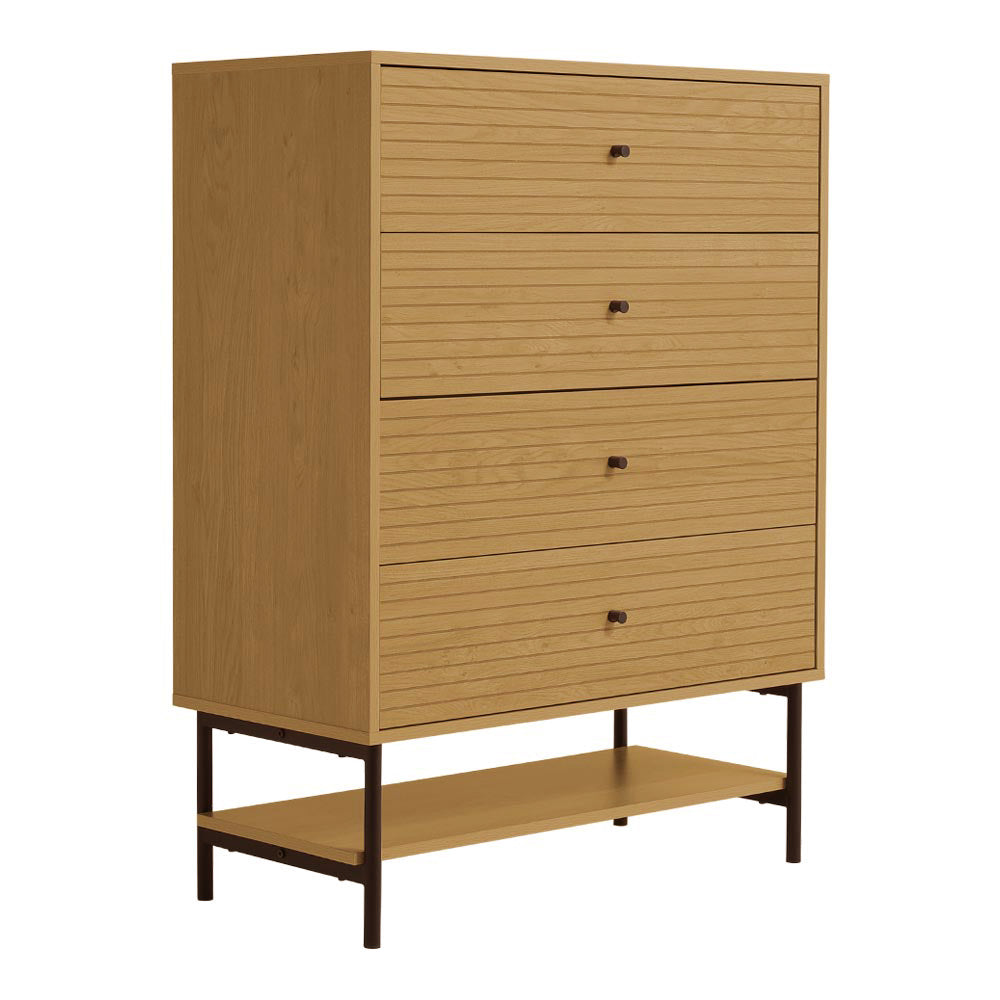 Wood Grain 4 Drawer Chest Storage Cabinet Sideboard