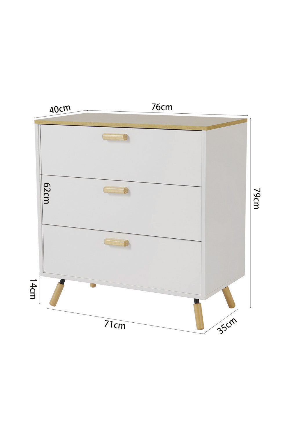 NEW Simple-Styled Three Drawers Wooden Side Cabinet