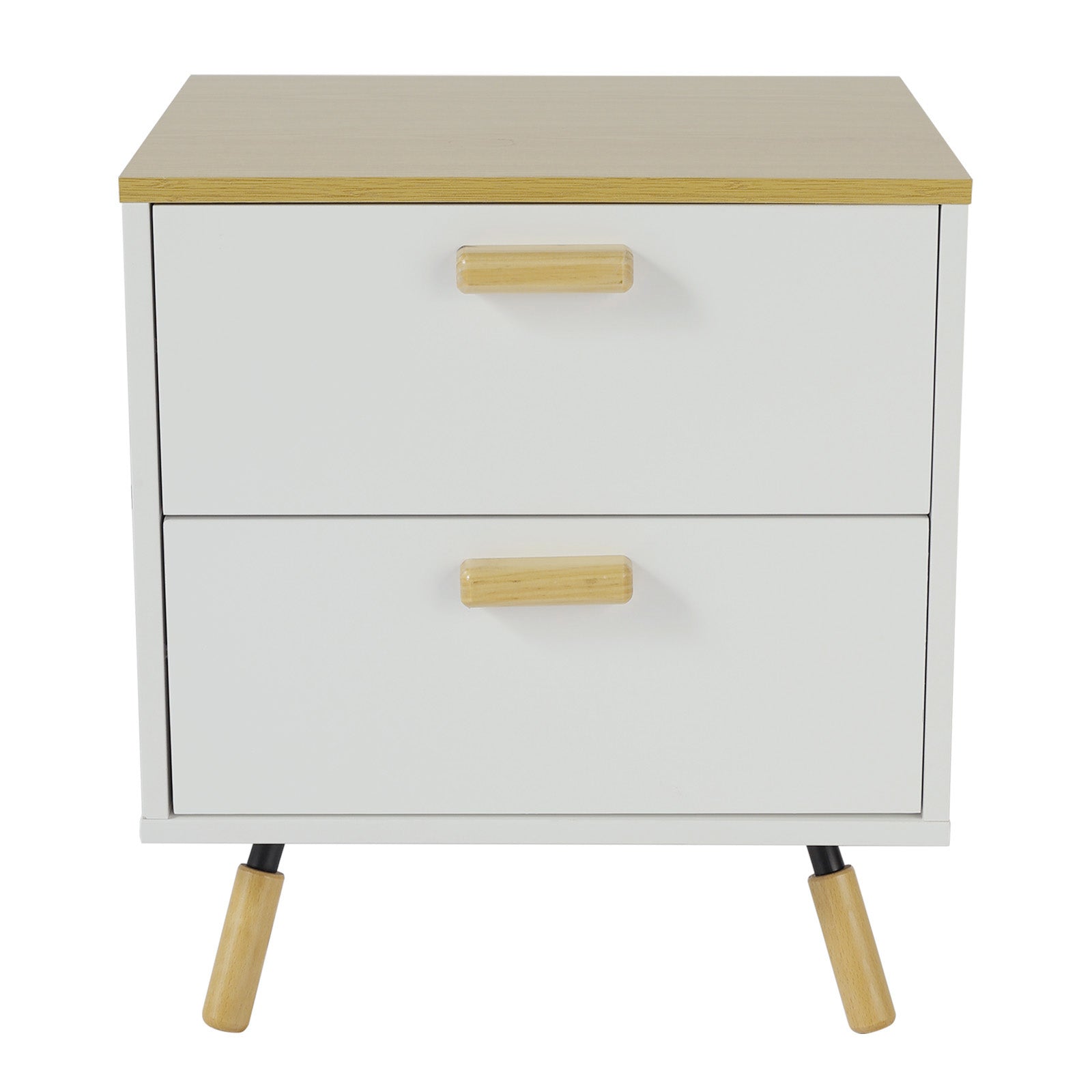 Simple-Styled White Wooden Nightstand Bedside Table with 2 Drawers