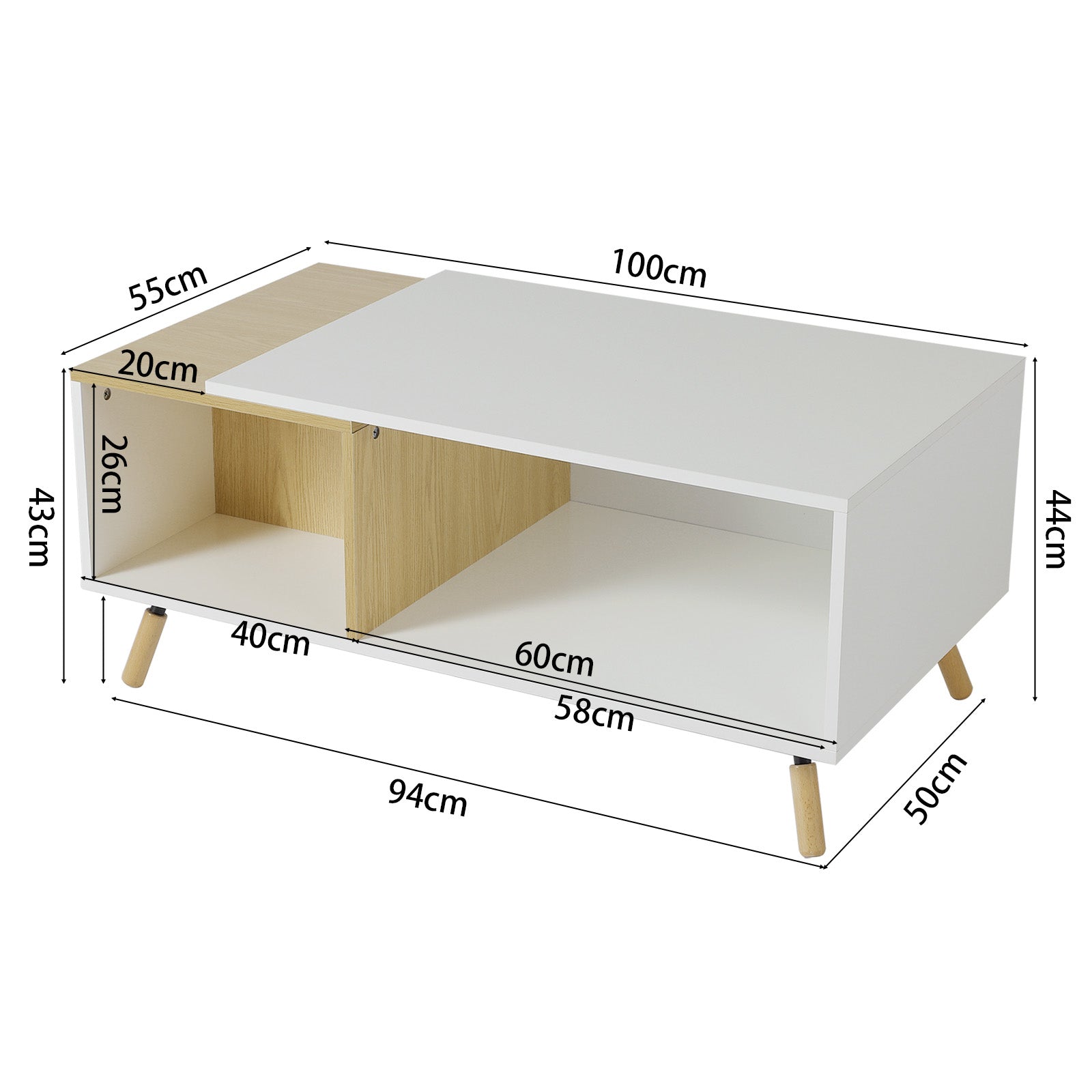 Simple-Styled White Wooden Storage Coffee Table