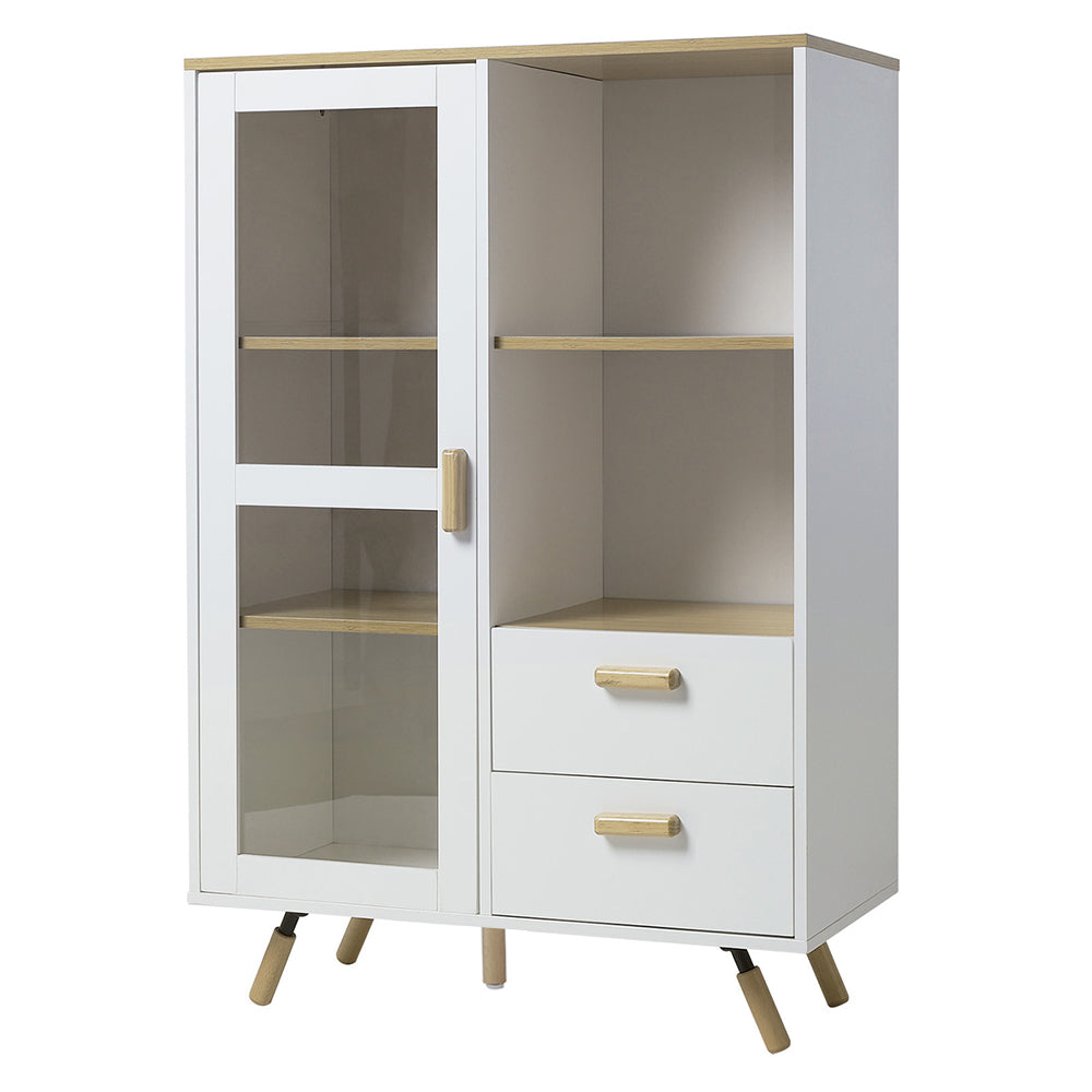 Simple-Styled White Wooden Display Storage Cabinet with Glass Door