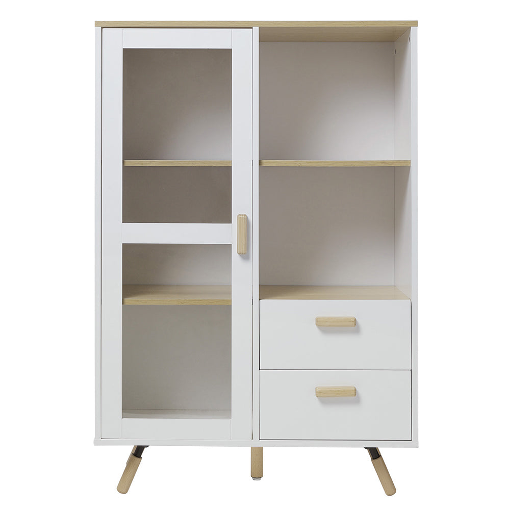 Simple-Styled White Wooden Display Storage Cabinet with Glass Door