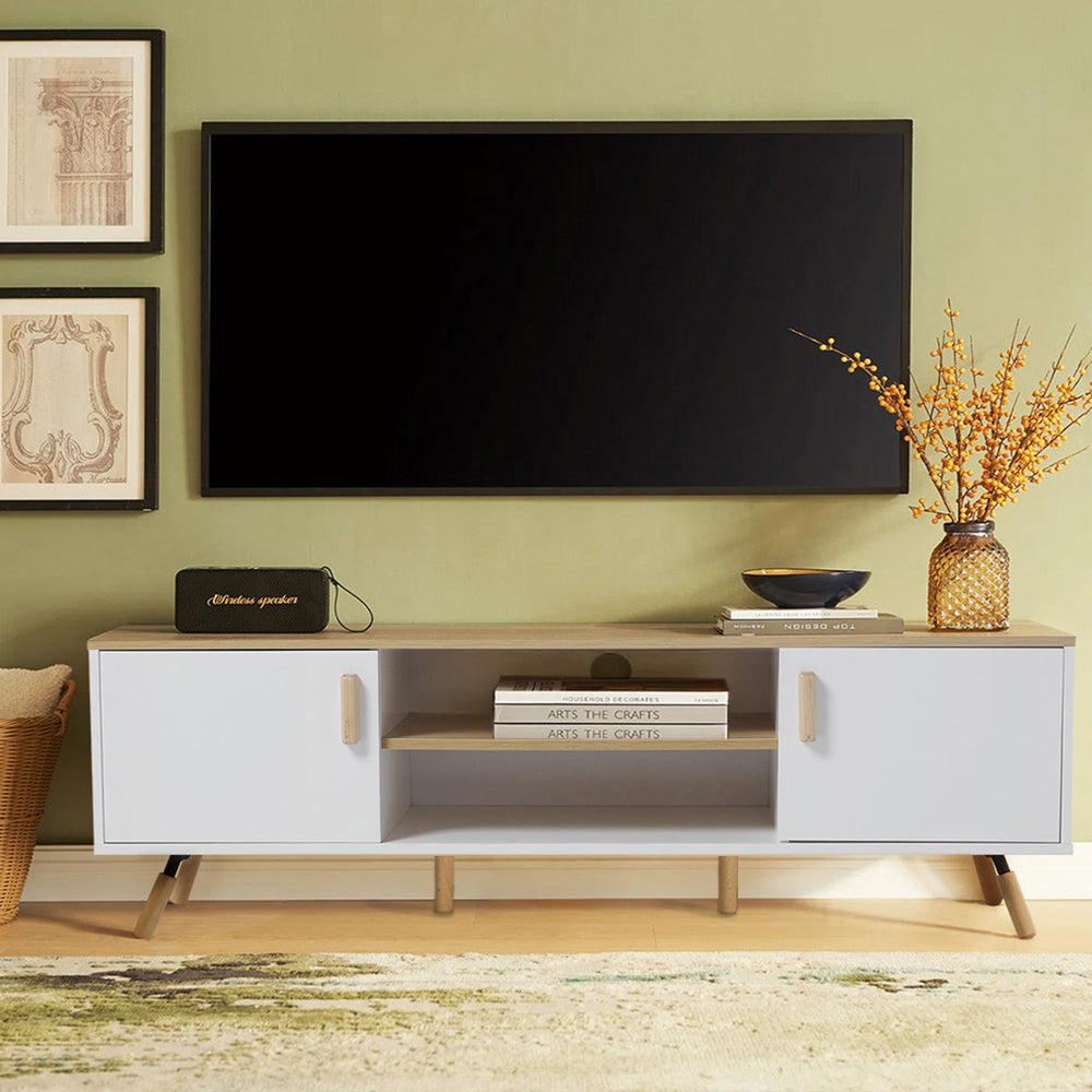 Simple-Styled White Wooden TV Stand Media Cabinet