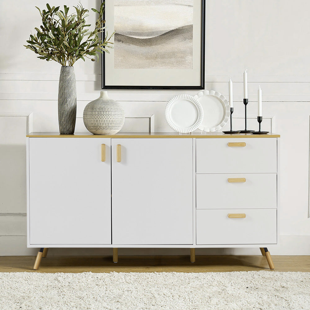 Simple-Styled White Wooden Sideboard Cabinet with Drawers