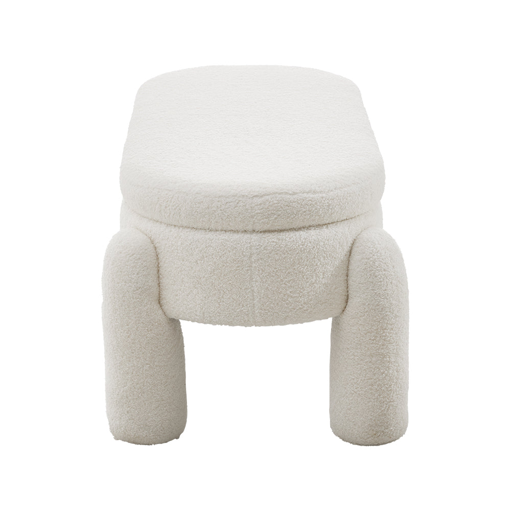 New White Teddy Fleece Upholstered Storage Bench Foot Rest