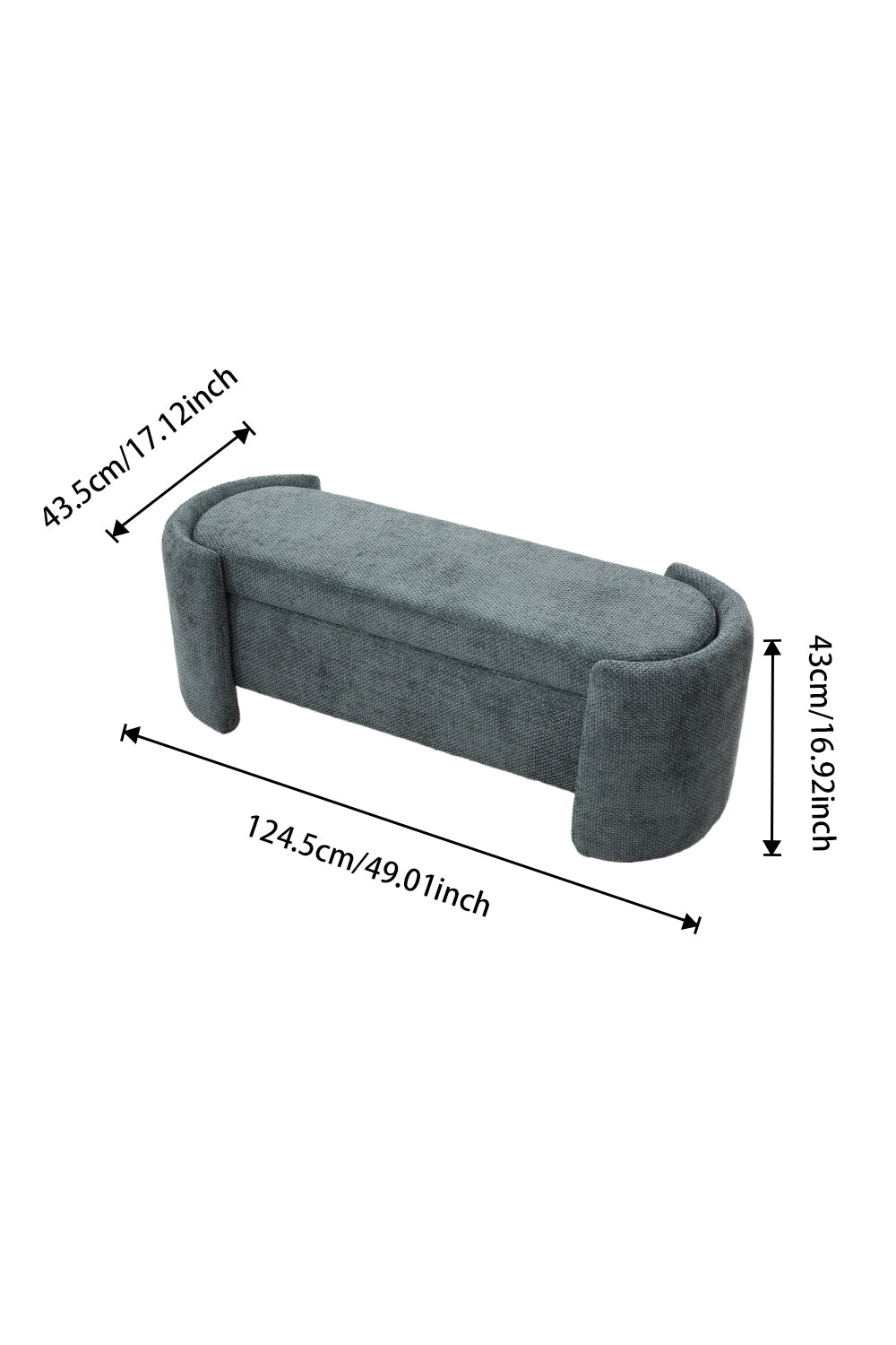 Chenille Upholstered Storage Bench Dark Green