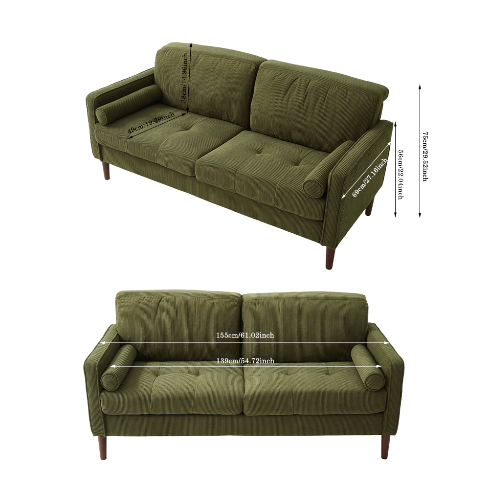 New 2 Seater Chenille Sofa with Tufted Seat and Removable Cushions