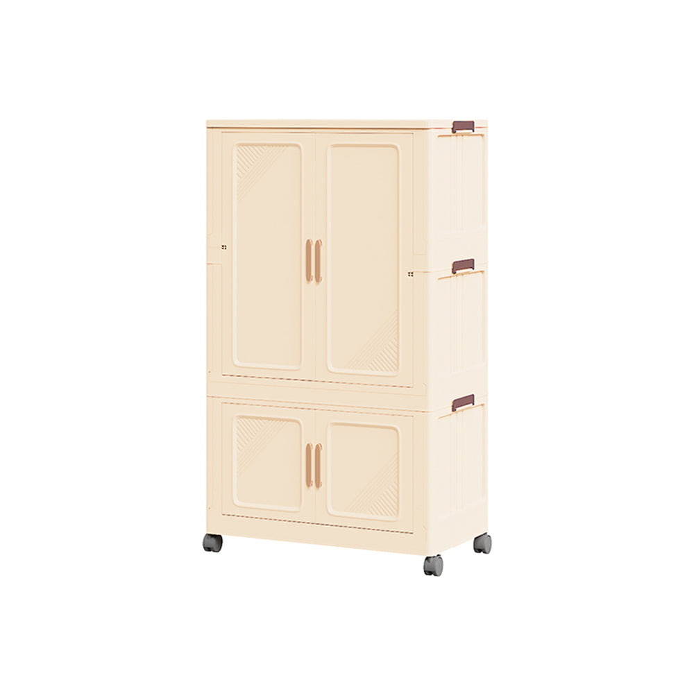 New 2 Tier Plastic Storage Cabinet with Wheels Beige