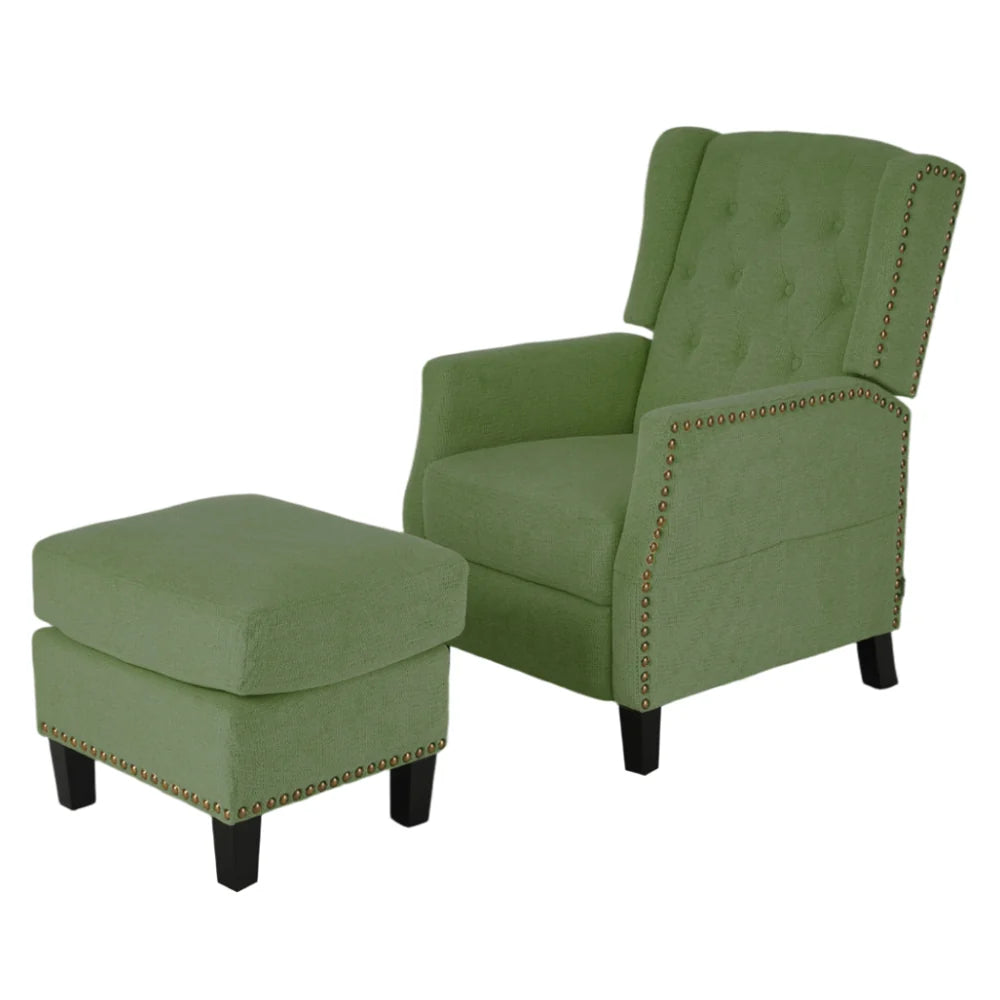 New Reclining Armchair with Footstool Green