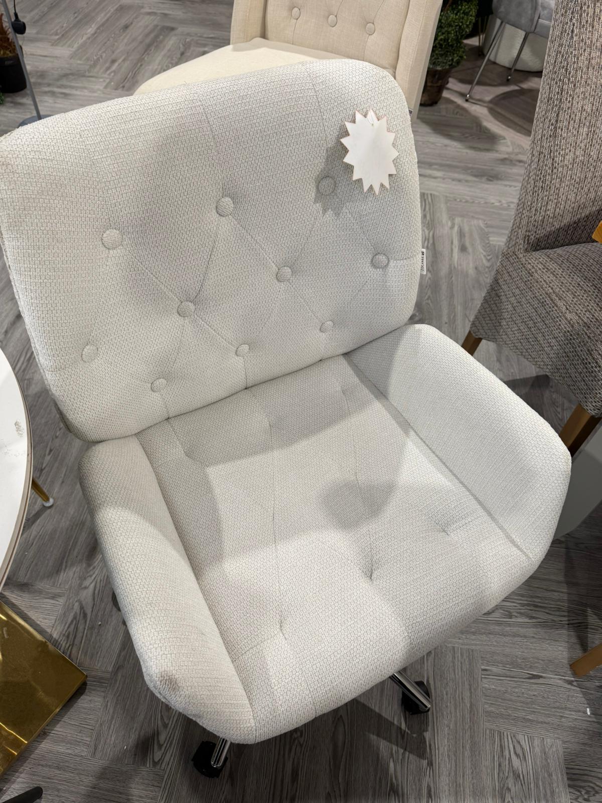 Chenille Swivel and Height Adjustable Office Chair White