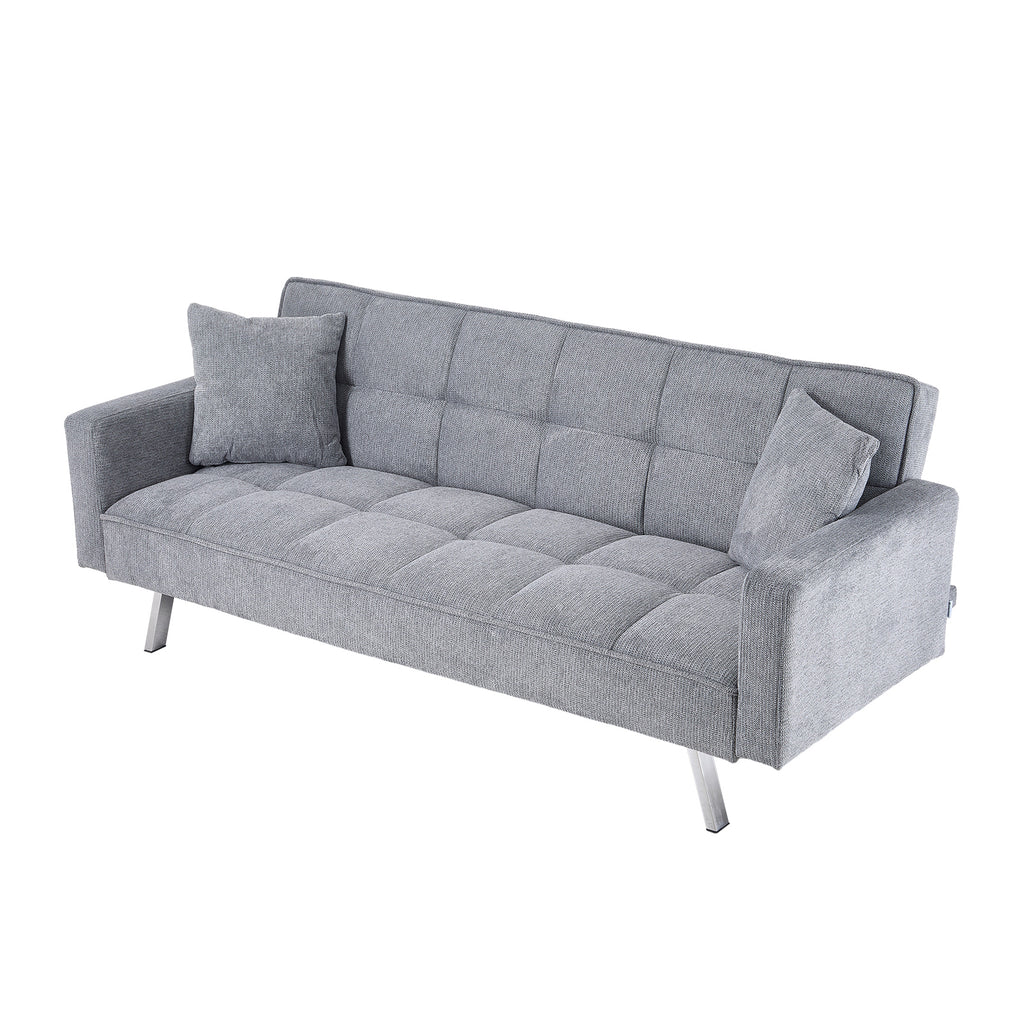 New Adjustable Convertible Sofa Bed with 2 Scatter Cushions Grey