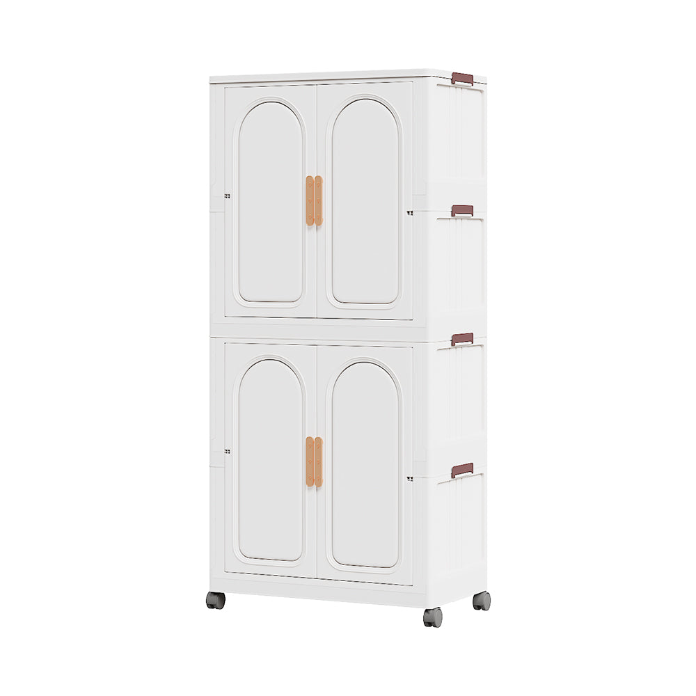New 2 Tier Plastic Storage Cabinet with Wheels White