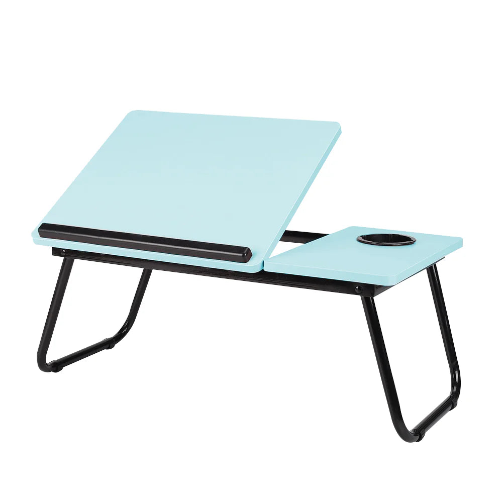 Adjustable Foldable Laptop Bed Table with Cup Holder Blue