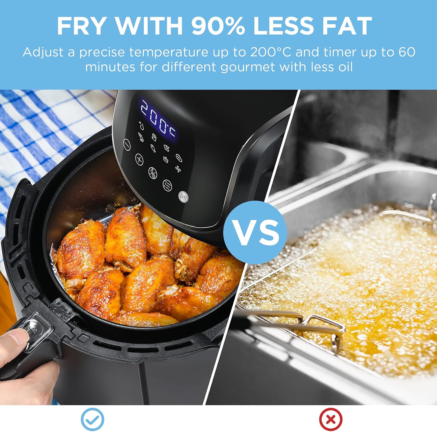 4L Touch Control Air Fryer with Display Black