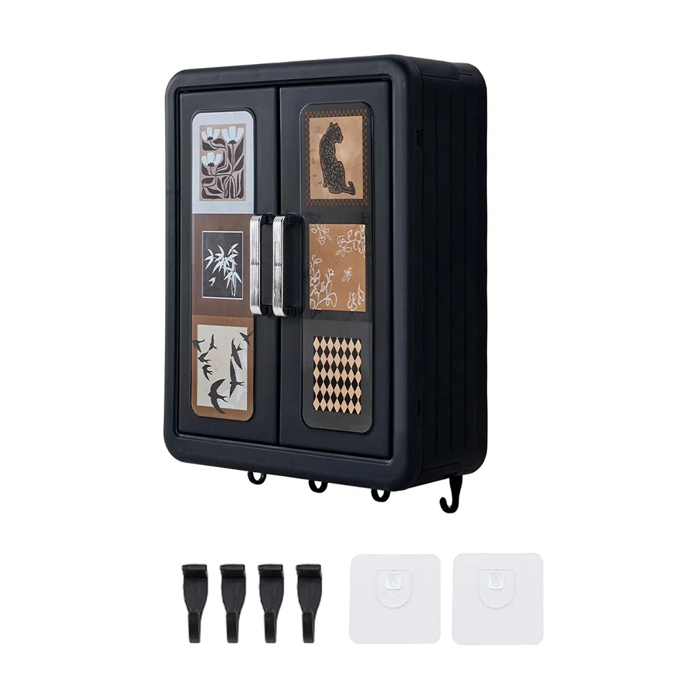 New Bathroom Storage Cabinet with Doors Black