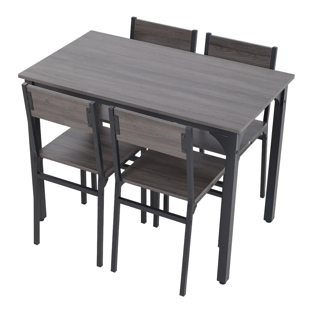 New Set of 5 Dining Table and 4 Chairs Grey