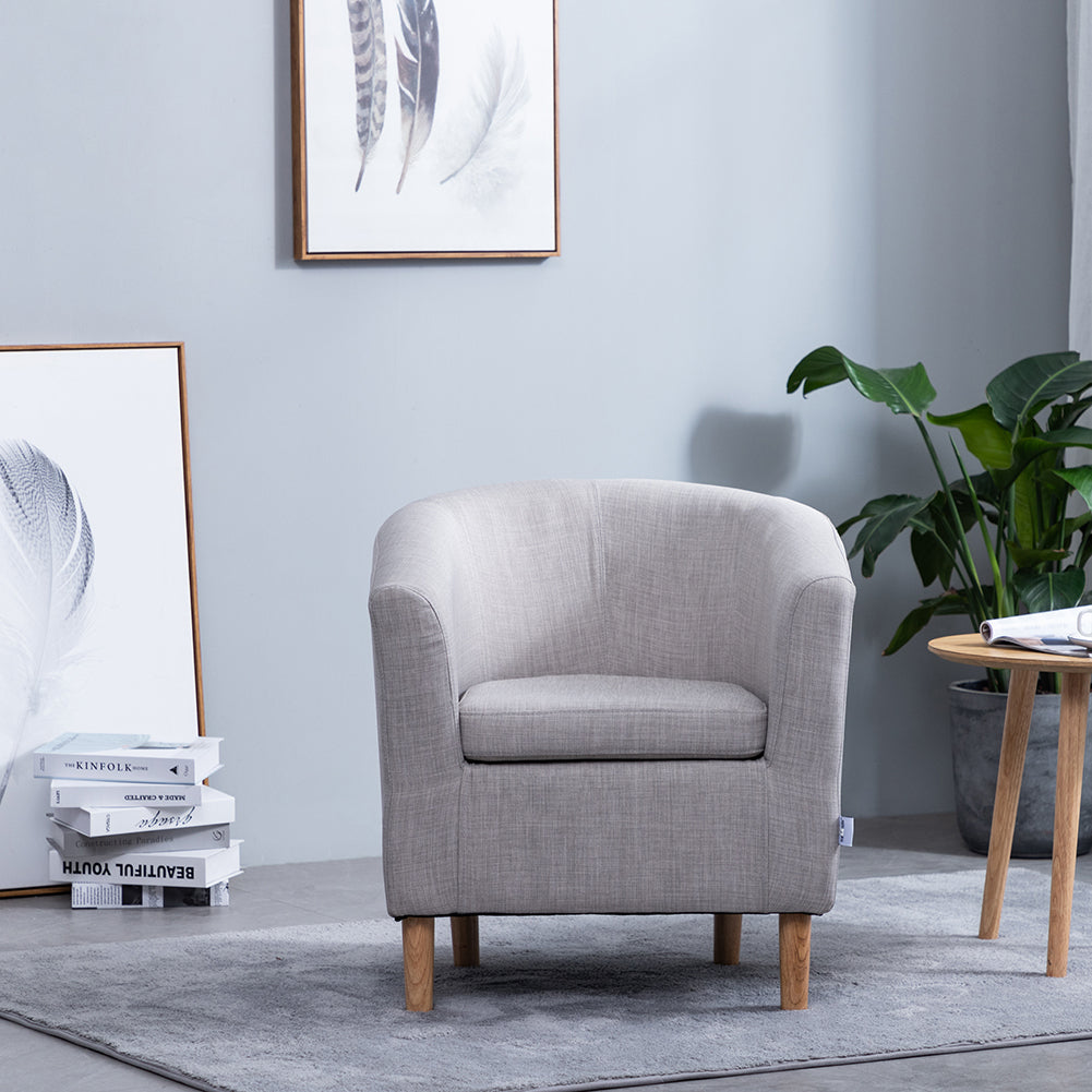 New Grey Single Tub Linen Upholstered Armchair