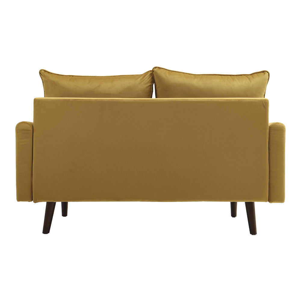 Yellow 2-Seat Velvet Upholstered Sofa for Living Room