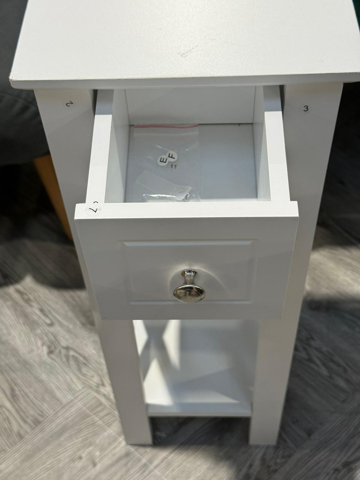 Modern X shaped Crossbars Bedside Table with Drawer White