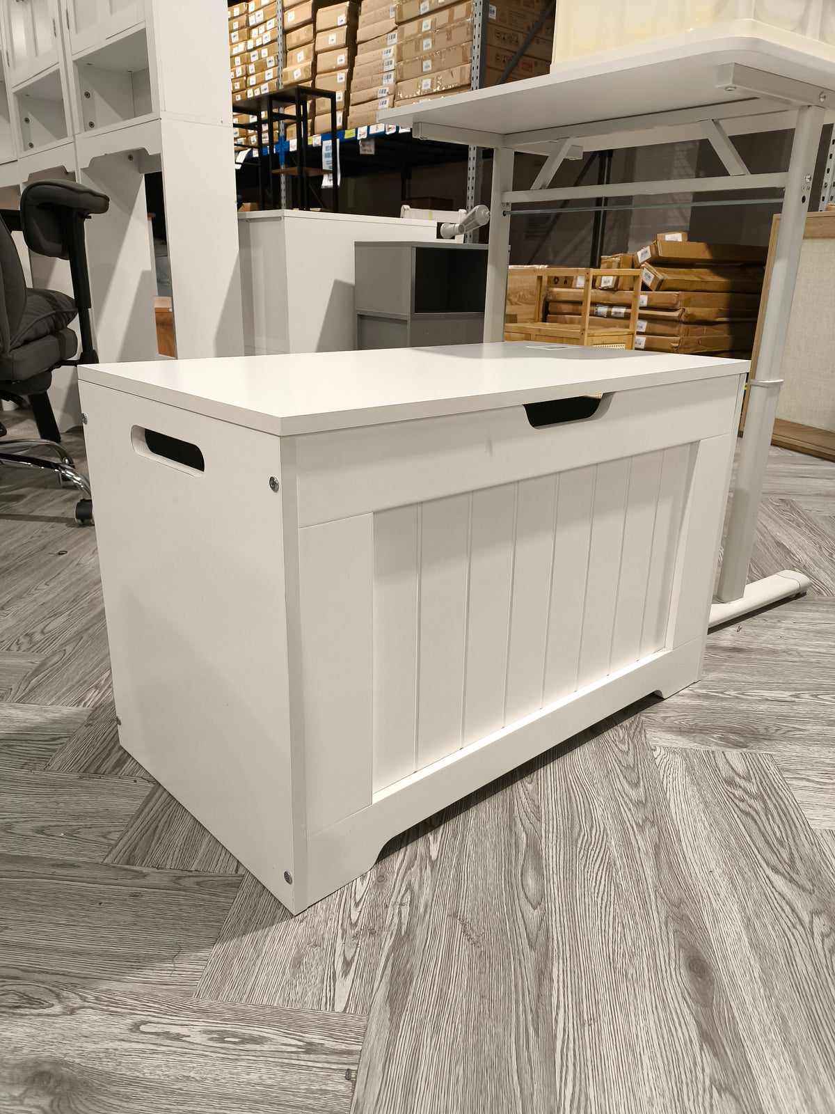White Wooden Storage Chest Organiser Box