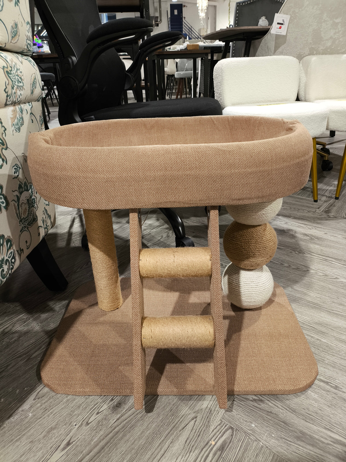 Cat Tree with Cat Perch and Scratching Posts Natural Wood And Beige