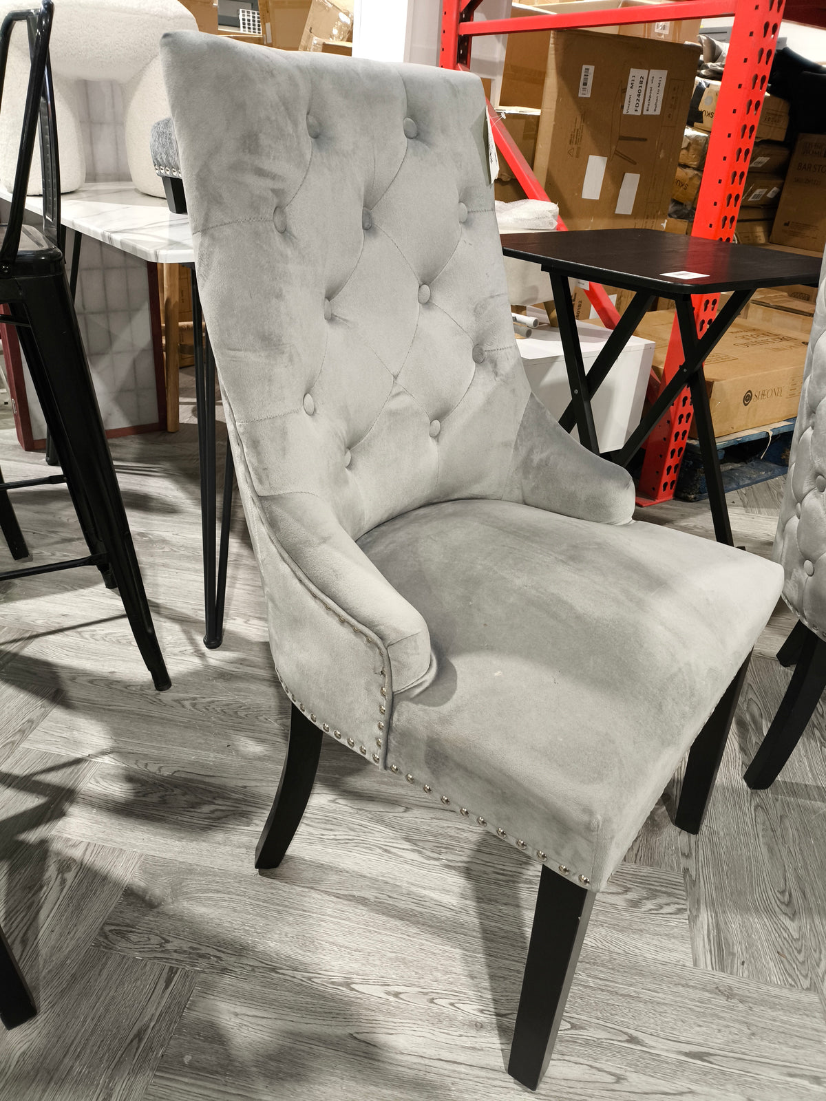 Dining Chairs with Nailhead Trim Dark Grey 1PC