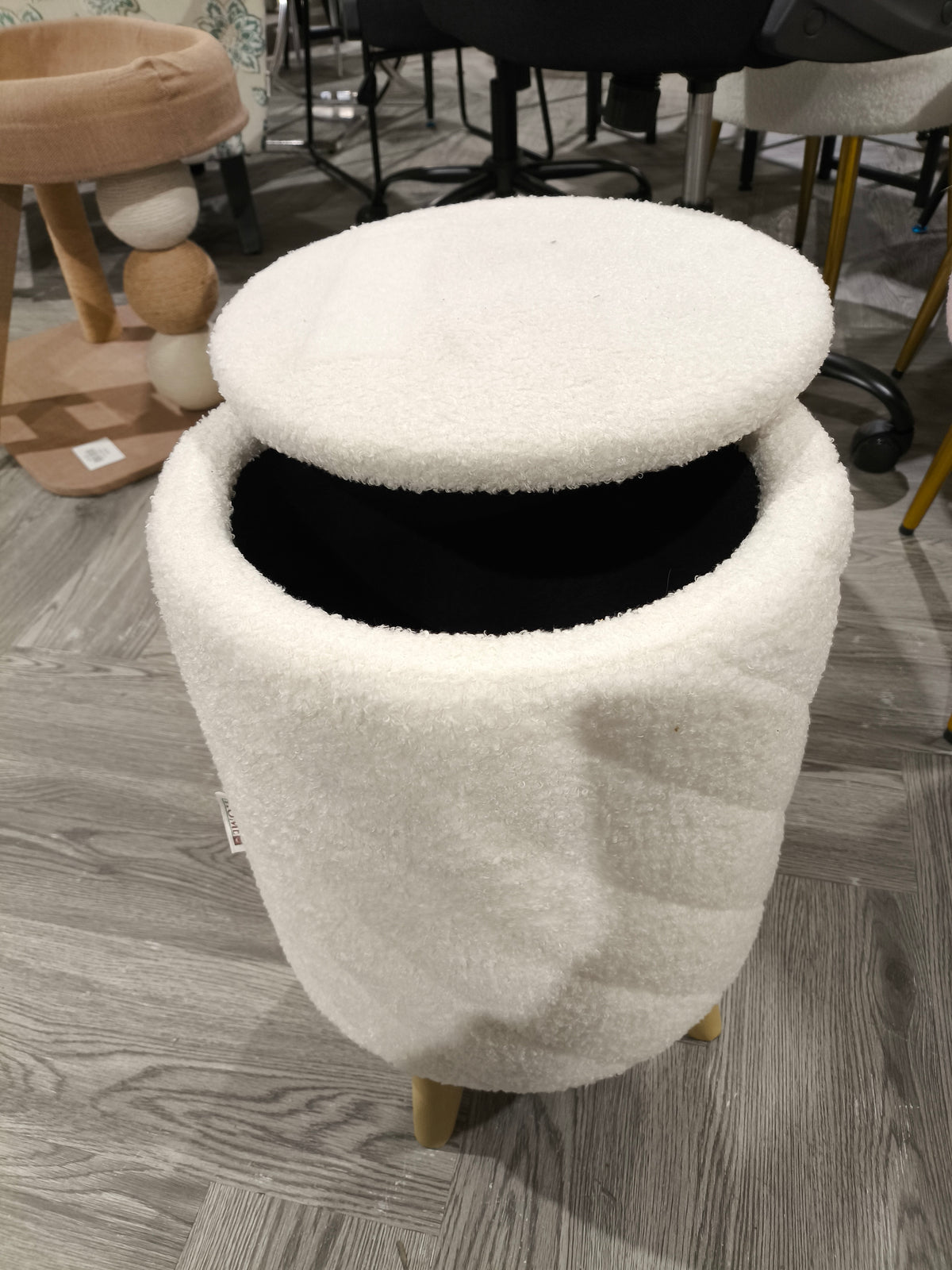 Modern Round Storage Ottoman White