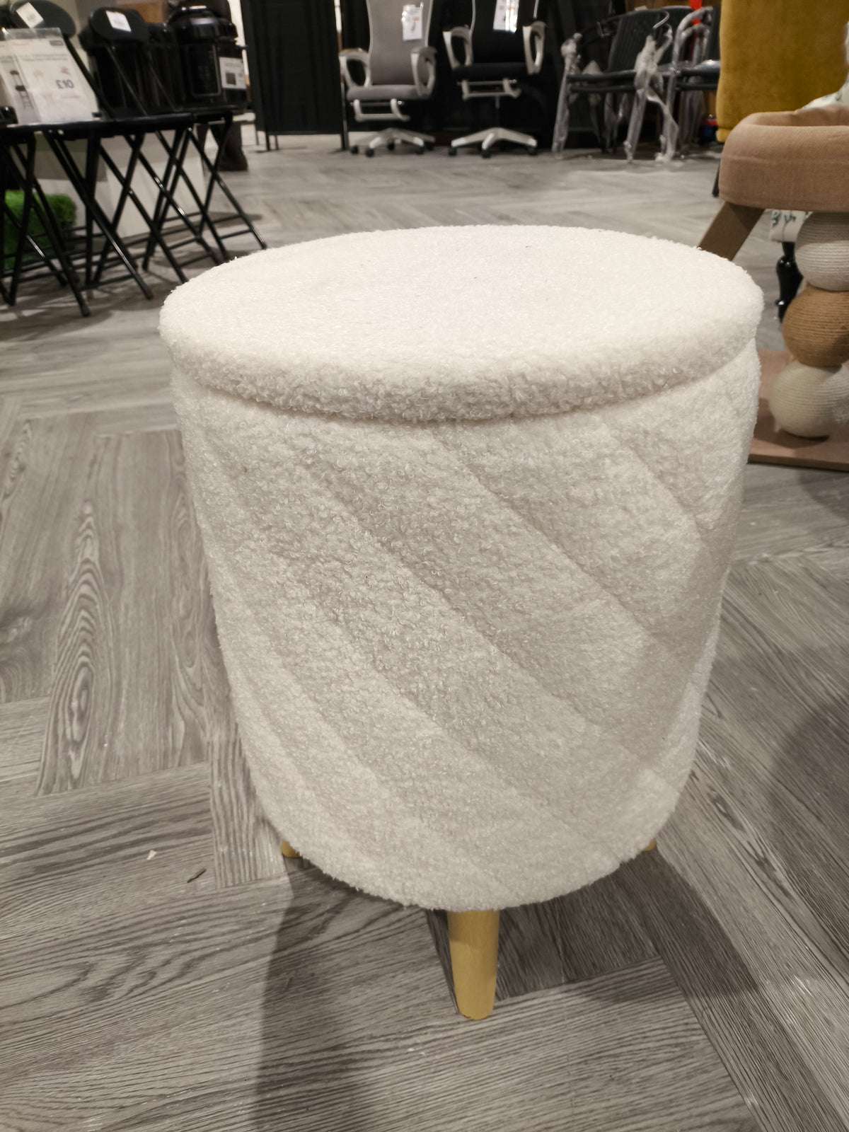 Modern Round Storage Ottoman White