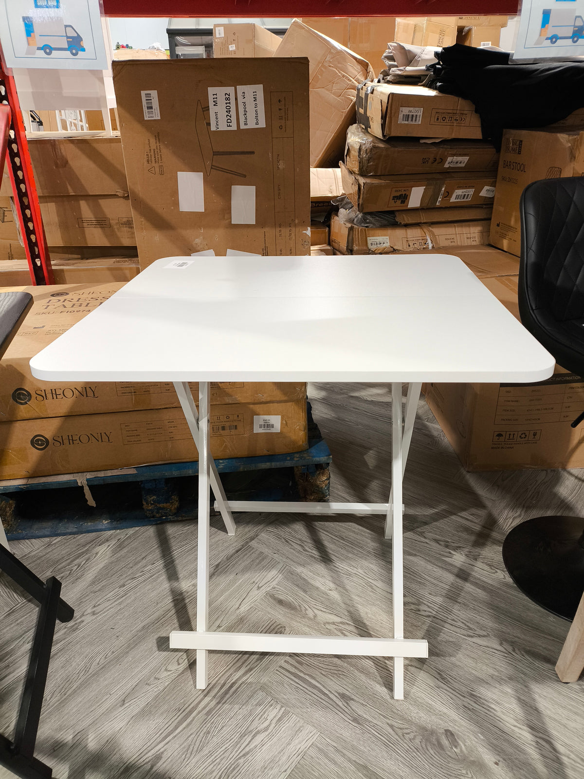 Square With Rounded Corners White Folding Dining Table