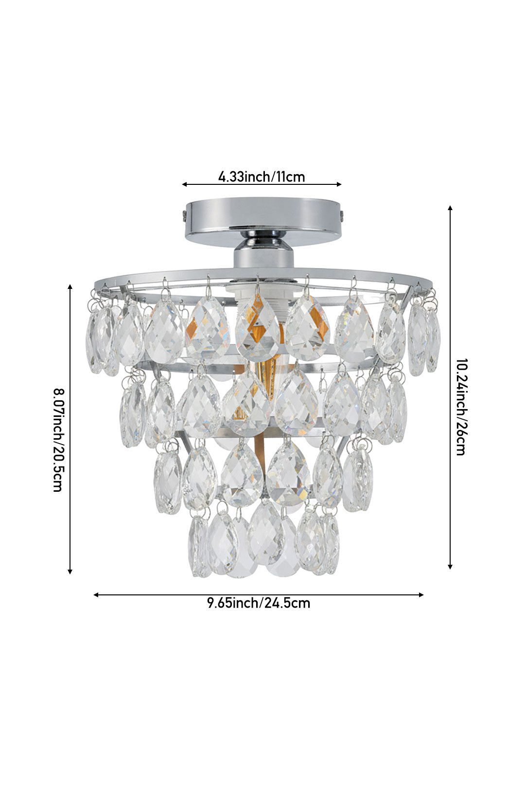 E27 Bulb Base Crystal Ceiling Light