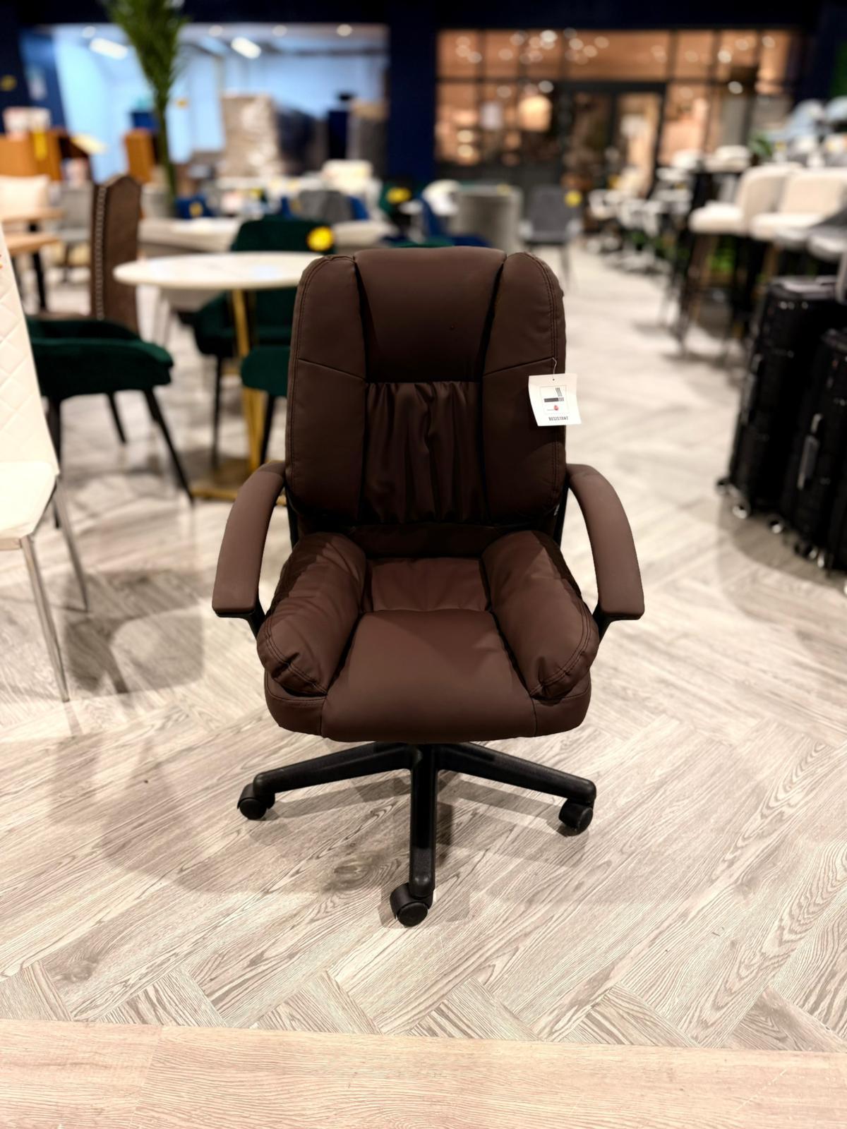 Swivel and Height Adjustable Office Chair with High Back Brown
