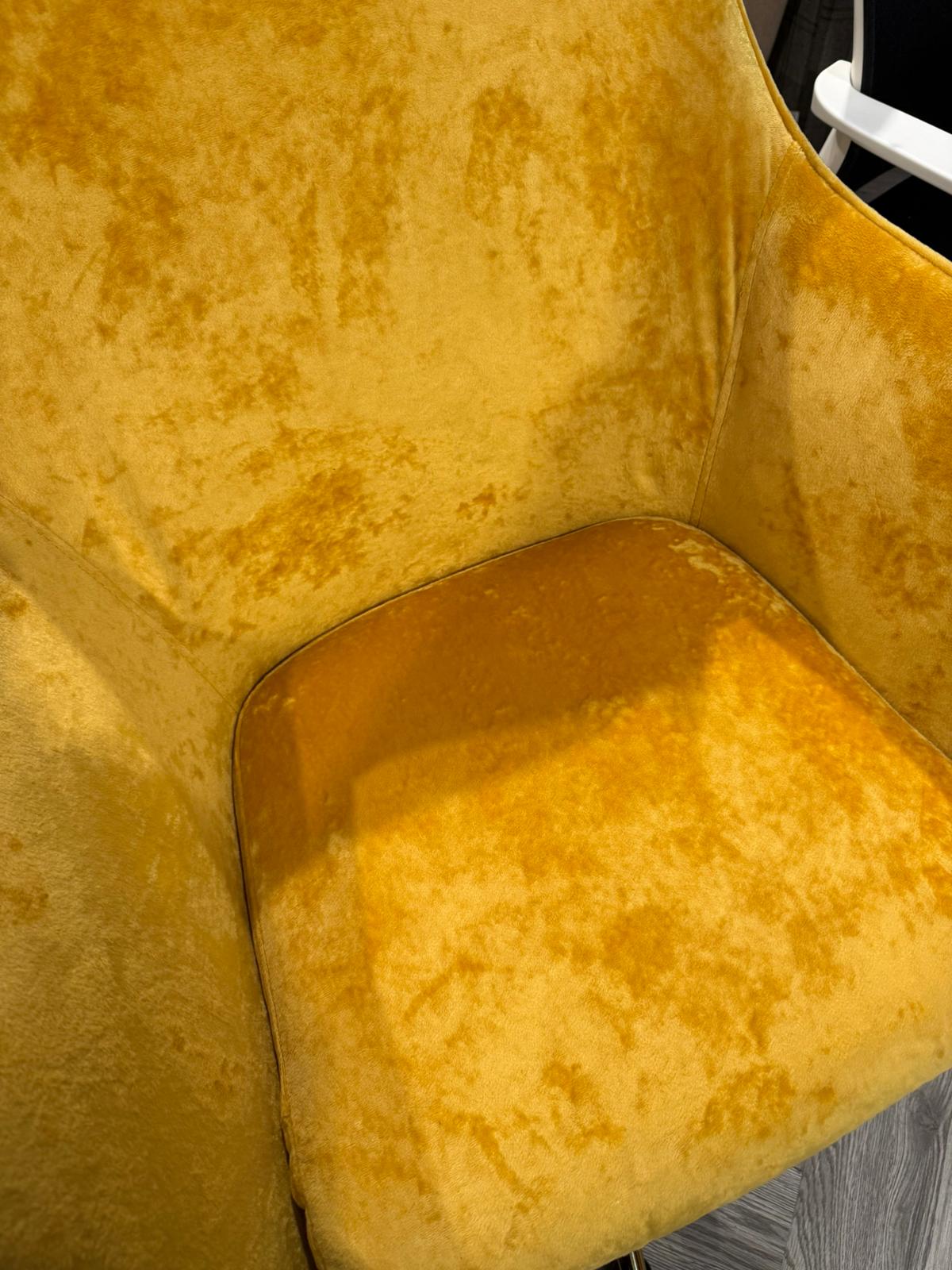 Yellow Velvet Upholstered Home Office Swivel Task Chair with Gold Base