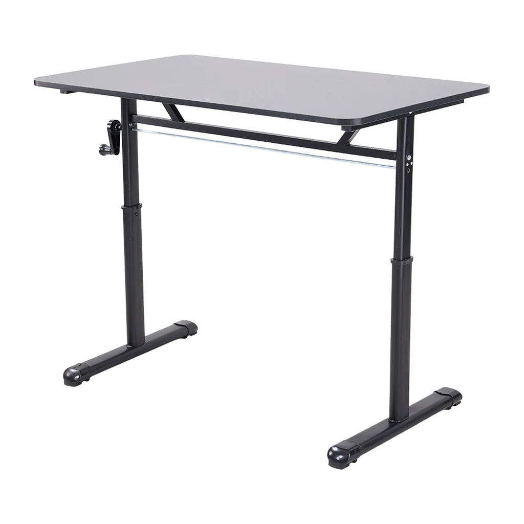 New Manual Height Adjustable Desk with Crank Handle Black
