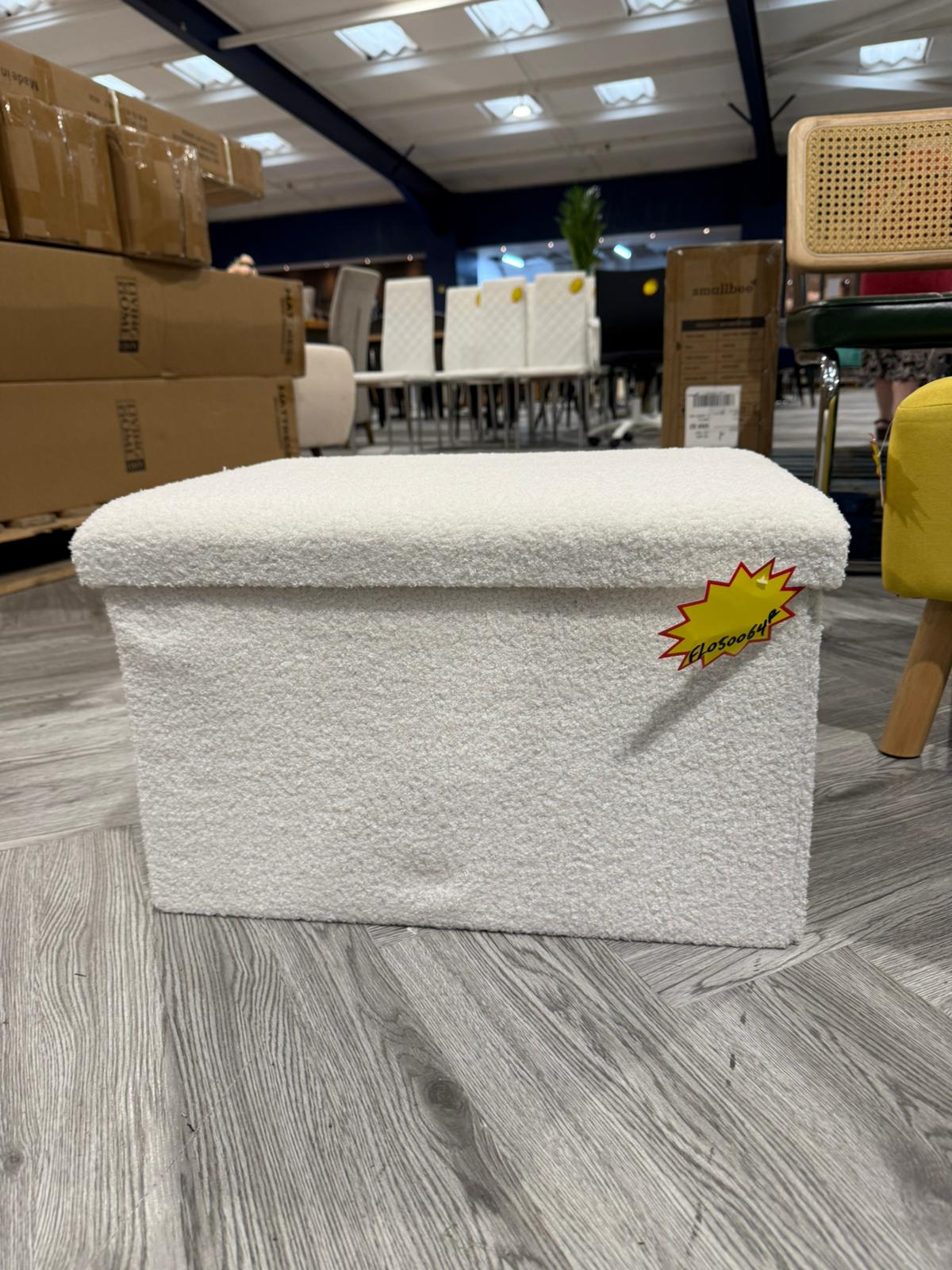 Teddy Foldable Rectangular Storage Stool White