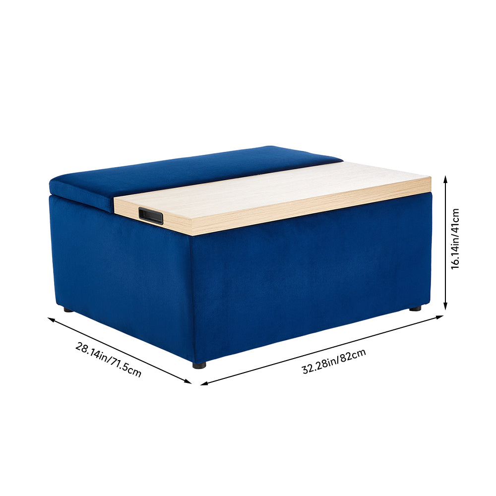 Velvet Upholstered Storage Ottoman Stool
